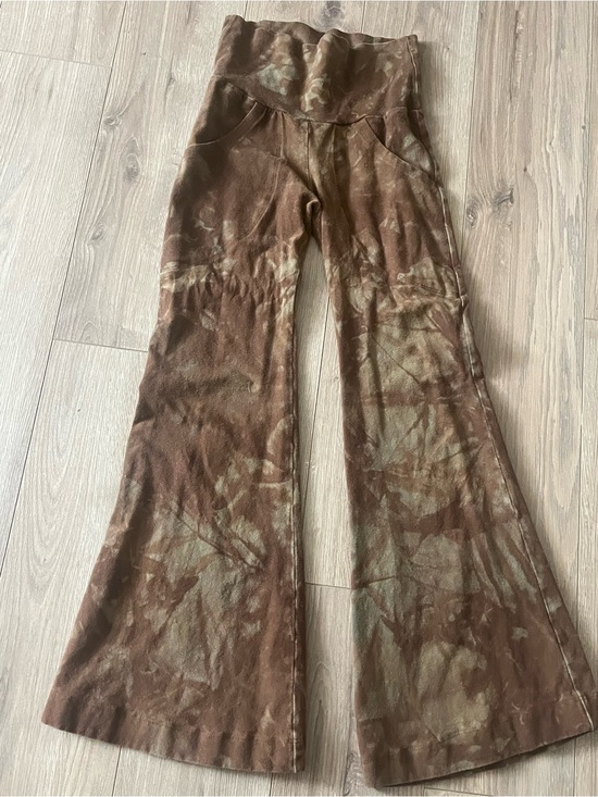 Calico Alchemy Organics Pants - Calico Alchemy Organics hemp brown flare pants coffee marbled s small